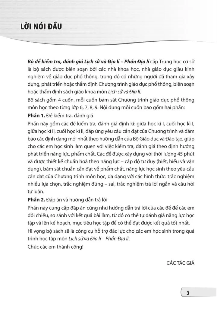 BỘ ĐỀ KIỂM TRA, ĐÁNH GIÁ LỊCH SỬ VÀ ĐỊA LÍ LỚP 8 - PHẦN ĐỊA LÍ (Theo chương trình GDPT 2018)